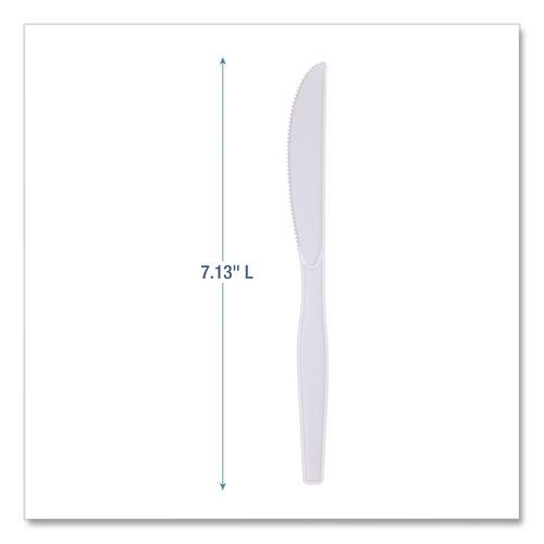 Boardwalk Mediumweight Polystyrene Cutlery, Knife, Plastic, White, 100/Box