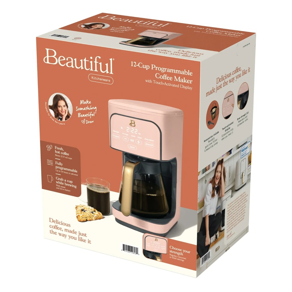 Beautiful 12 cup Programmable Coffee Maker, Rose by Drew Barrymore