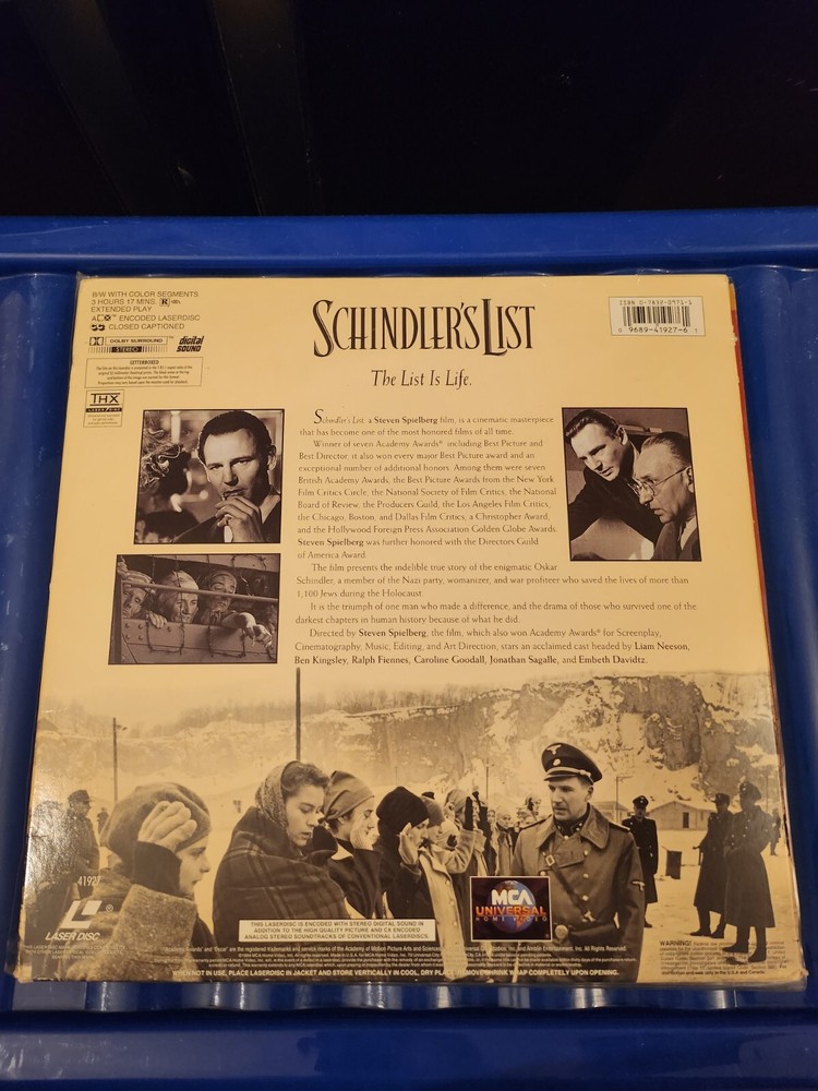 Schindler's List Laserdisc
