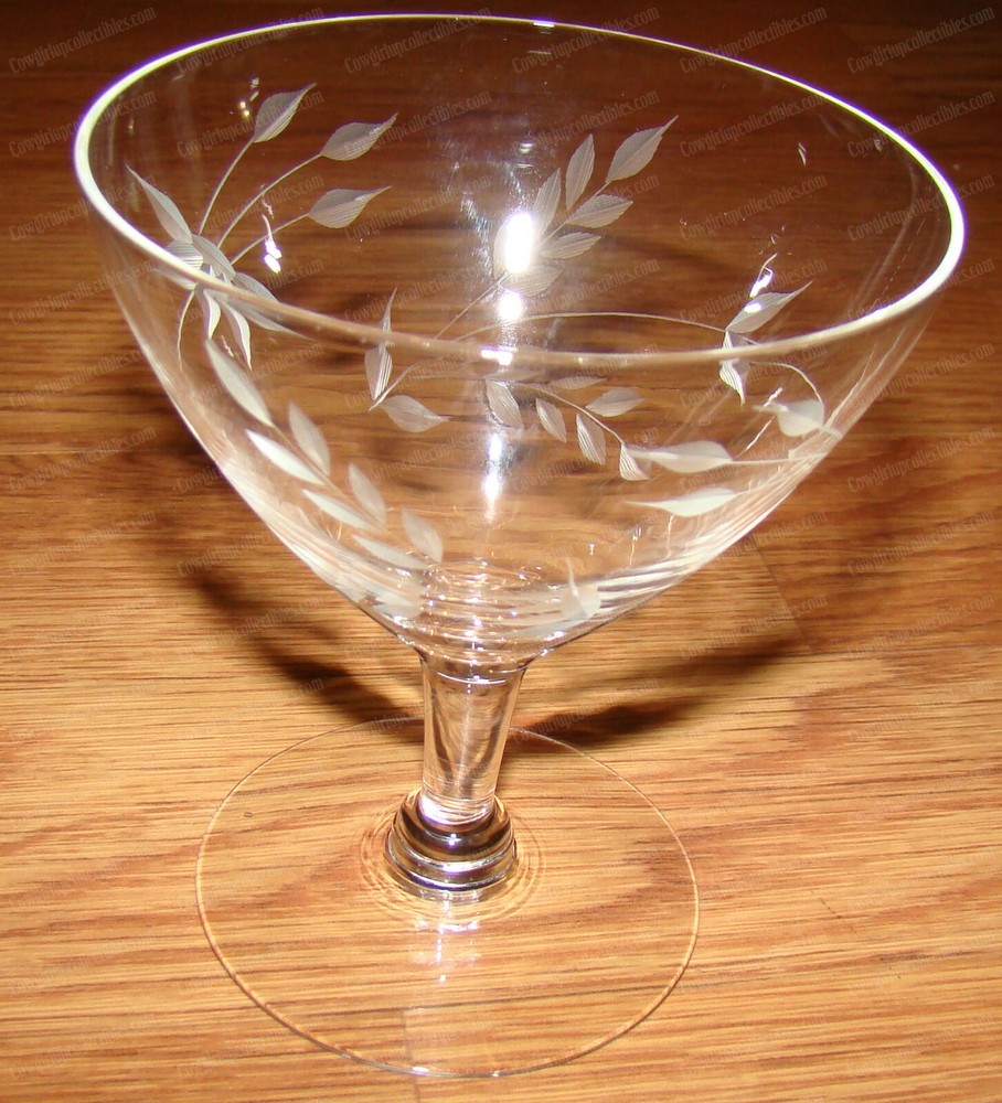 Miniature Etched Wheat CRYSTAL Stemware (2pcs) Cocktail, Wine...