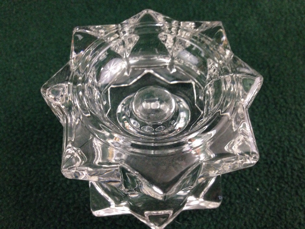 2 Pillar Style Glass Candle Holders 8 Pointed Star