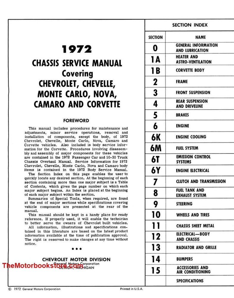 1972 Chevrolet Service Manual