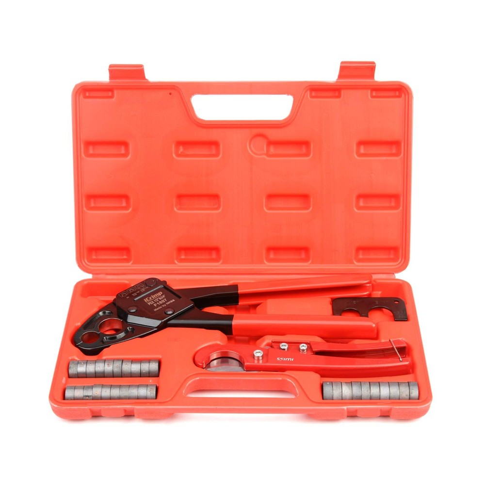 "	Combo Angle Head PEX Pipe Crimping Tool Kits for 1/2"" 3/4"" Pex Crimp	"