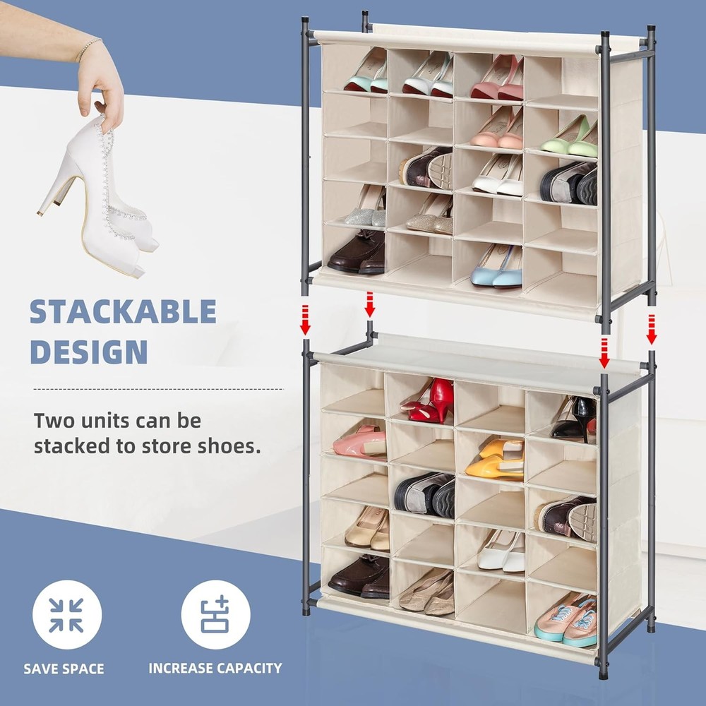 Stackable Shoe Cubby Organizer Free Standing Shoe Cube Rack Entryway Bedroom