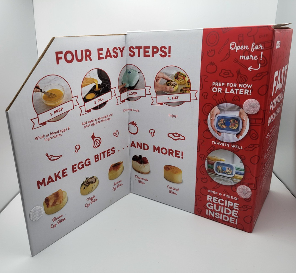 Dash Egg Bite Maker - DBBM400 - Makes 4 Egg Bites (recipe guide) Open Box