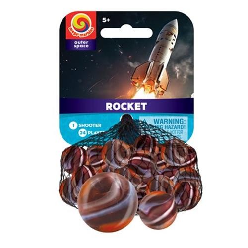 Mega Marble ROCKET MARBLE NET 24 Player Marbles & 1 Shooter Marble