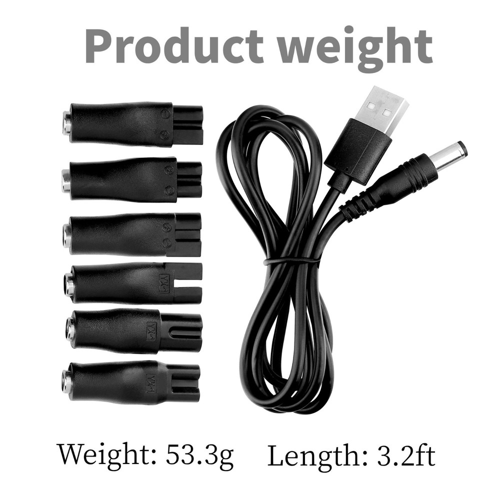 7PCS 5V USB Multi-Tip Charger Cable for Clippers Shavers Beauty Tools