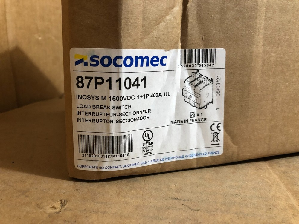 INOSYS Load Break Switch 1500VDC 1+1 400A UL **