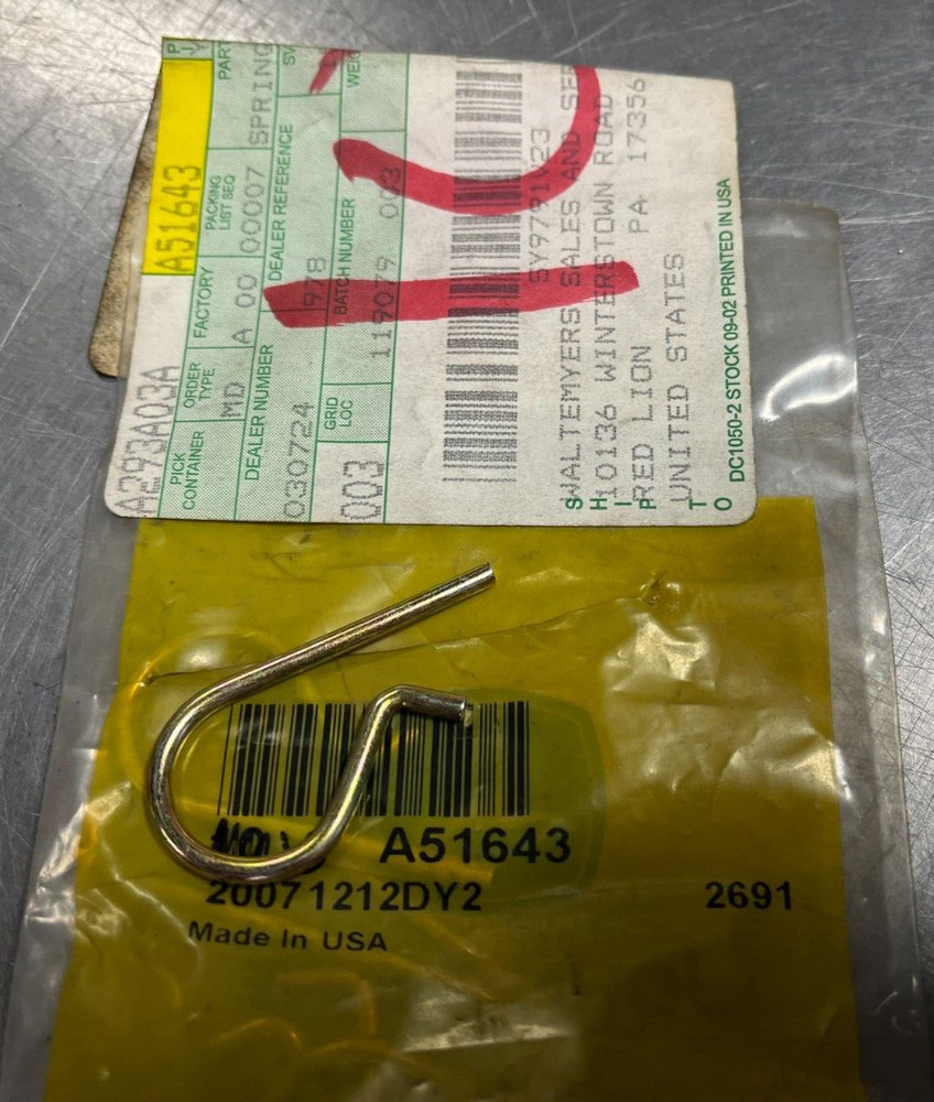 A51643 OEM John Deere Spring Locking Pin