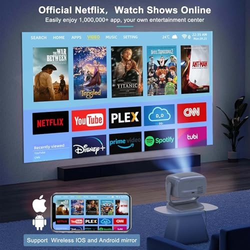 COOLKANGAROO PROJECTOR WIFI BLUETOOTH PORTABLE AUTO FOCUS KEYS STAND - SILVER