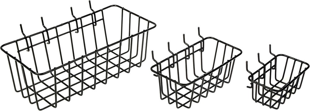 Effortless Organization with 3-Piece Rust-Resistant Pegboard Wire Basket Set