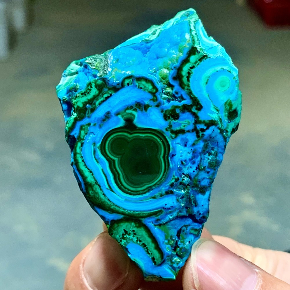 86G Natural Chrysocolla/Malachite transparent cluster rough mineral sample