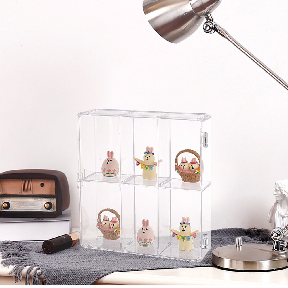 1pc Acrylic Minifigure Display Case 2 Layers 6 Grid Clear Action Figures Display