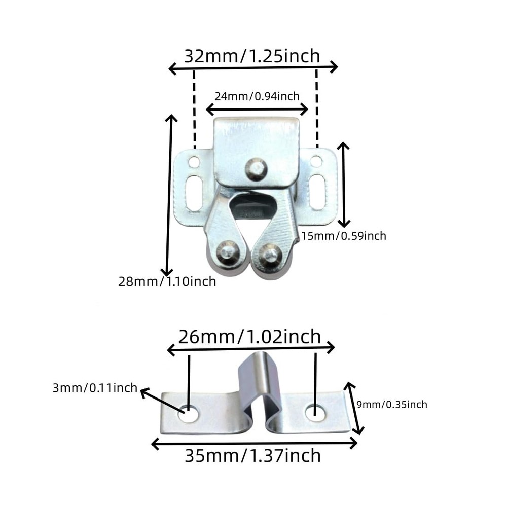 10 Pack Double Roller Catch Cabinet Door Ball Latch Hardware