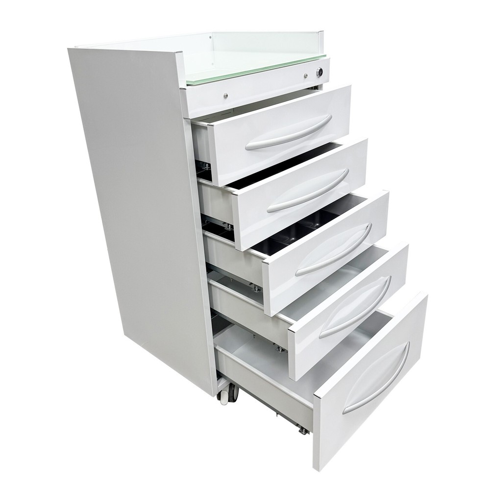 White 5 Drawer Removable  Assistant Mobile Cabinet w/Divider Bracket