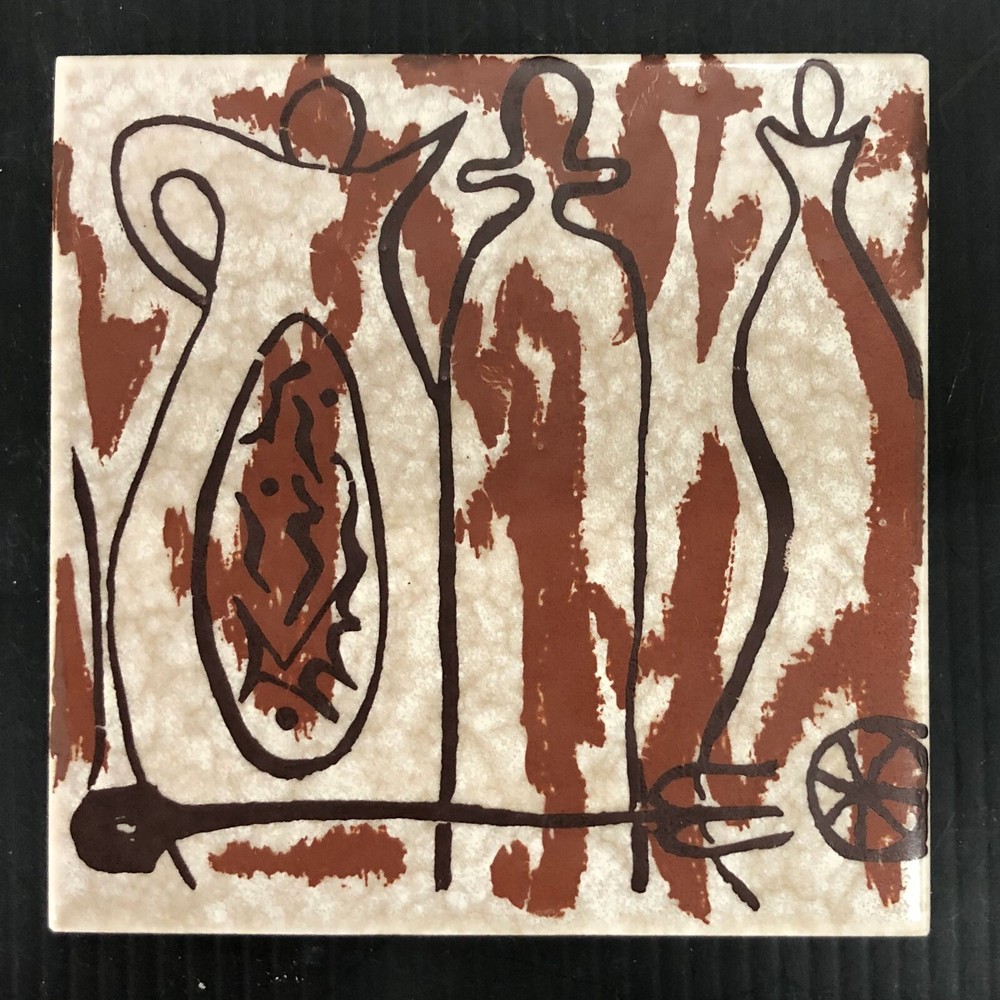 Modern Tile with Abstract Design Mid Century