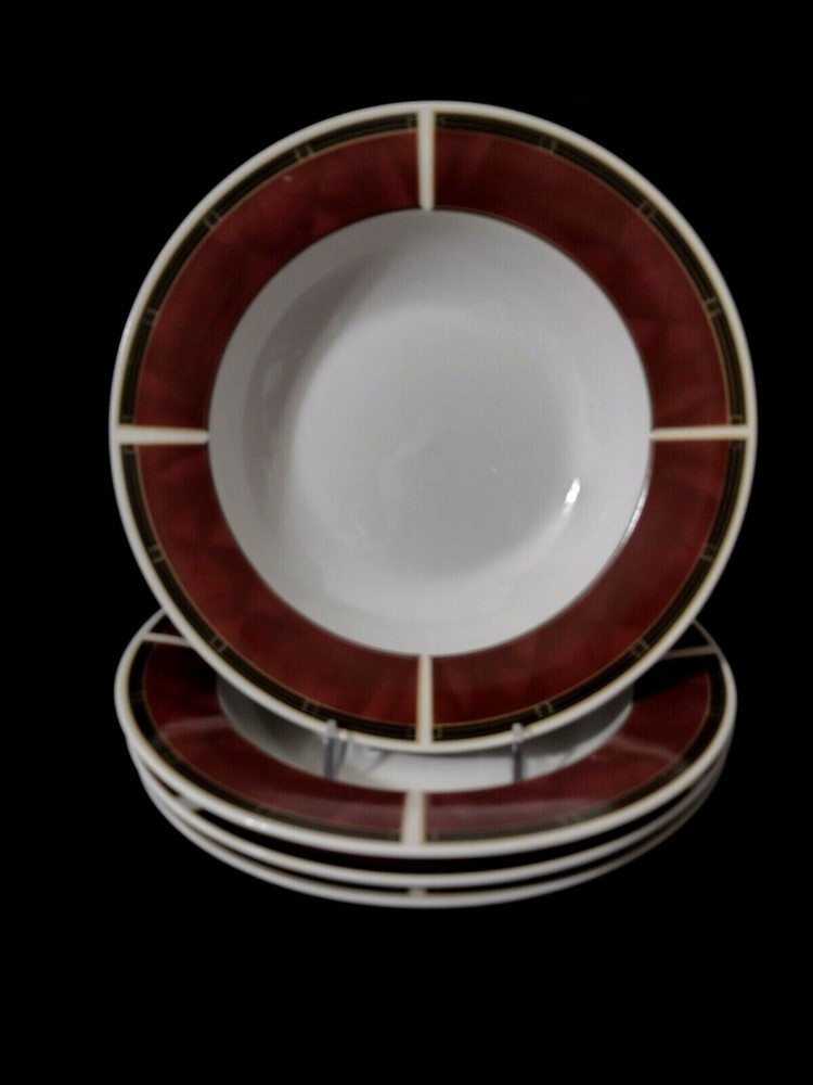 SANGO Ruby (4) 8.5" Rimmed Soup Bowls