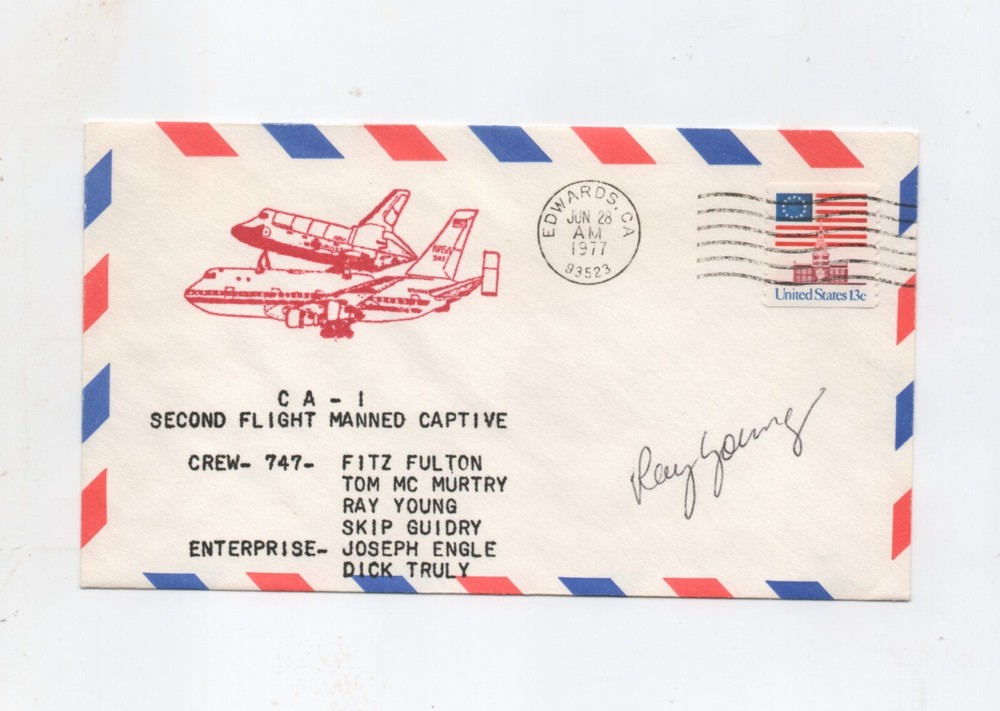 William Young SIGNED envelope flight test engineer 747 & space shuttle Ray Young