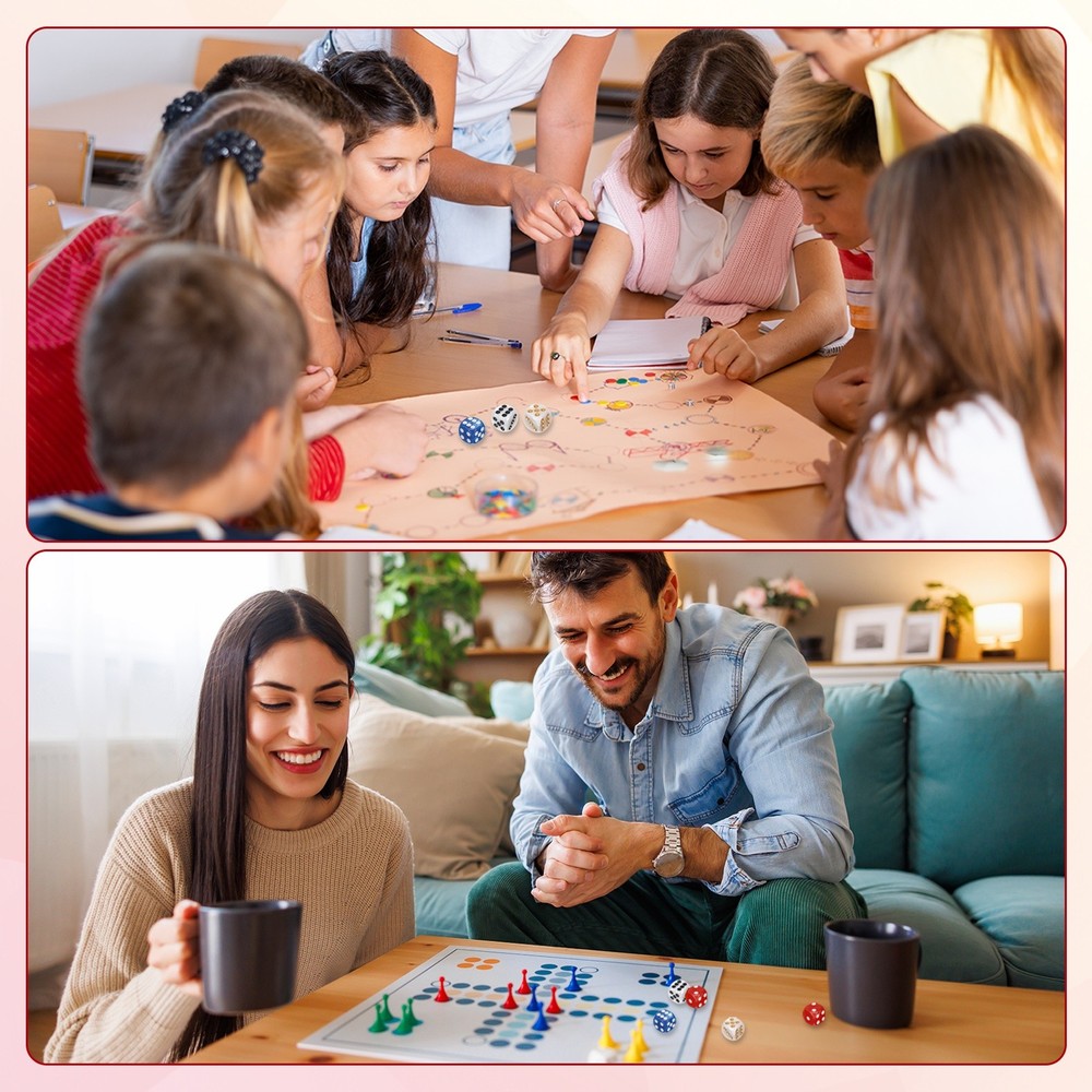 Polyhedral Dice Set 12mm Pearl Pattern Square Dice with Box, Brown
