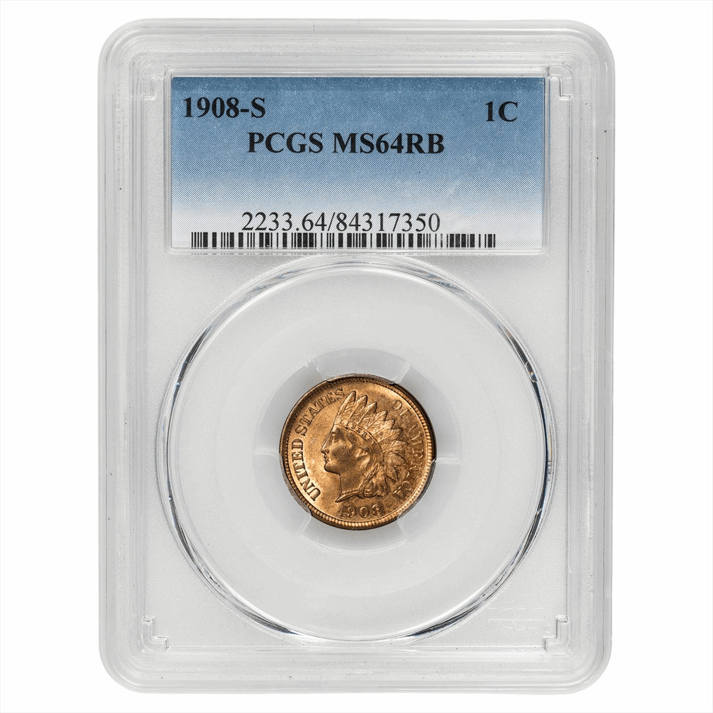 1908S Indian Head Cent 1C PCGS MS 64 RB