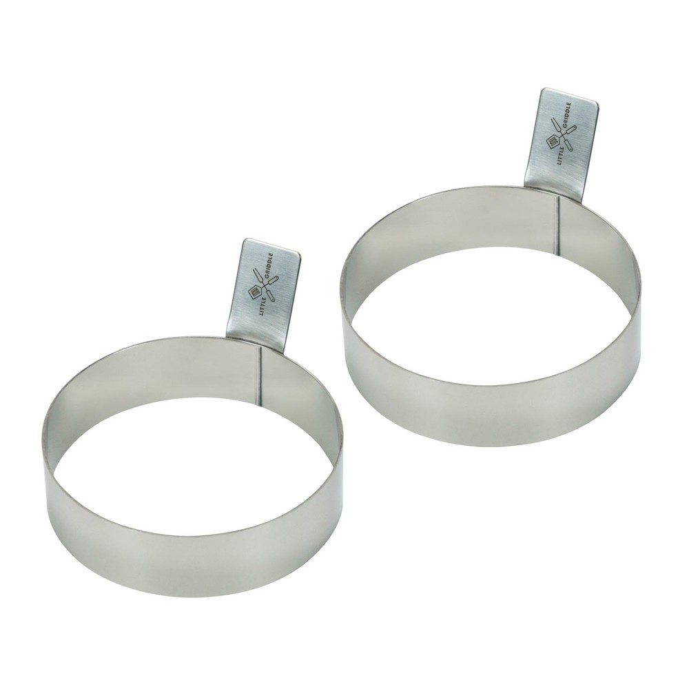 Silver Stainless Steel Egg Rings with Tab-Style Handle for Fried Scrambled