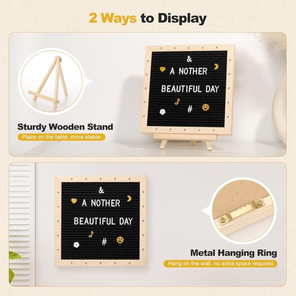LED Gradient Felt Letter Board Sign Lights 10in × 10in Changeable Message Boa...
