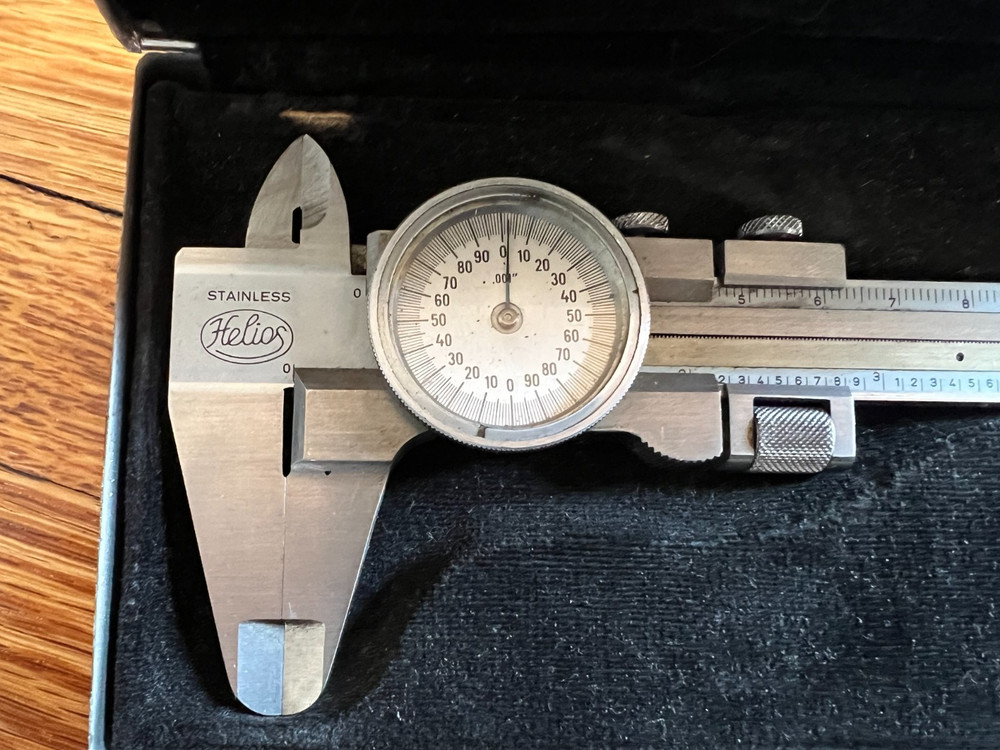 Helios Caliper Vintage Stainless - Tested & Working w/ Case