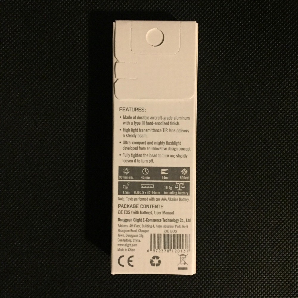 Olight i3E EOS Keychain Flashlight 90 Lumens (Black)