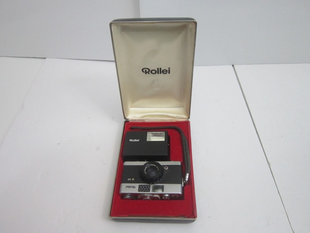 Vintage Rollei 35 Camera, E15B Flash with The Original Case