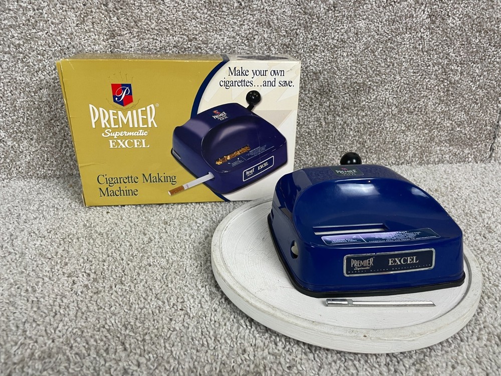 Premier Supermatic Excel Cigarette Making Machine w/ Manual 6"x2.5 Blue