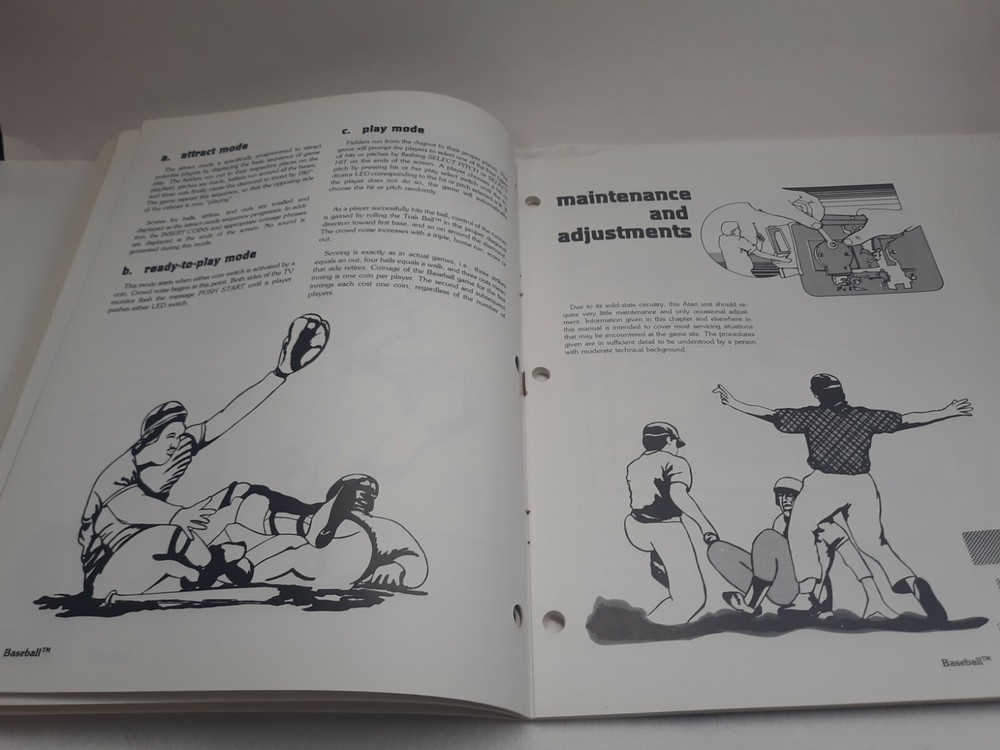 Baseball Video Arcade Game Operation, Maintenance, & Service Manual, Atari