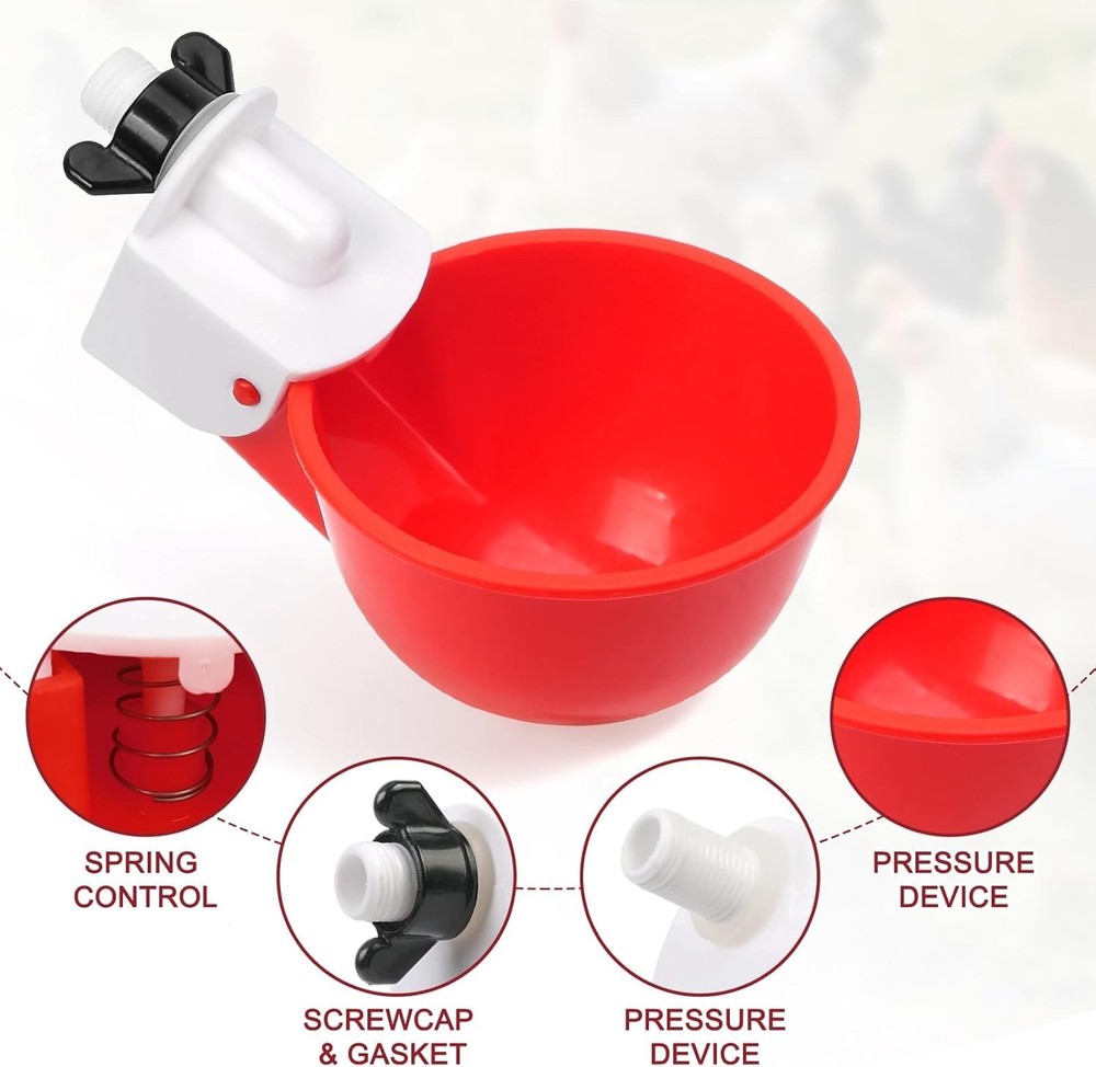 Easy Install Automatic Chicken Waterer – Durable Cups for Ducks, Turkeys & More