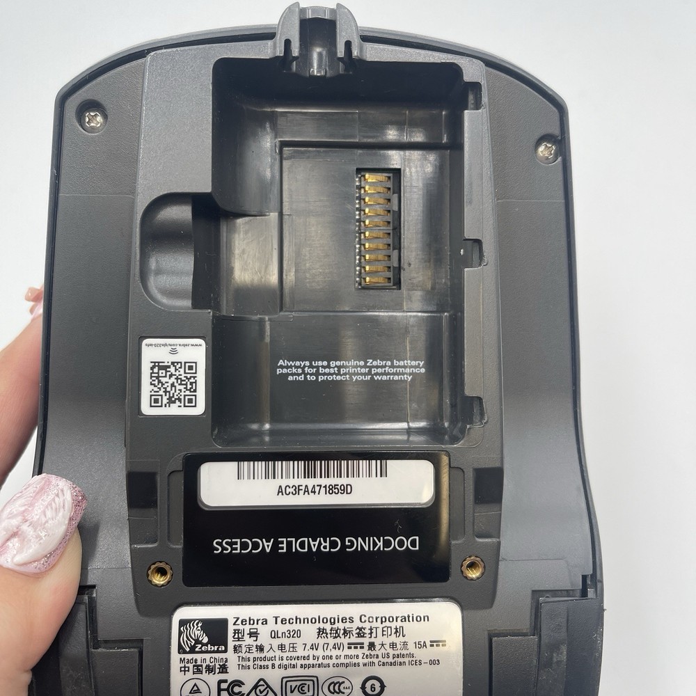 Zebra QLN320 Barcode Printer, WiFi, Bluetooth, Charger, And Battery