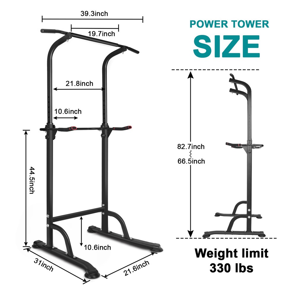 Multi-Function Power Tower: Adjustable Height Dip Station & Pull Up Bar