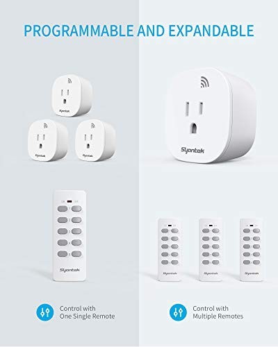 Wireless Remote Control Outlet Switch Kit, 5 Outlets + 2 Remotes, 100 ft Range,