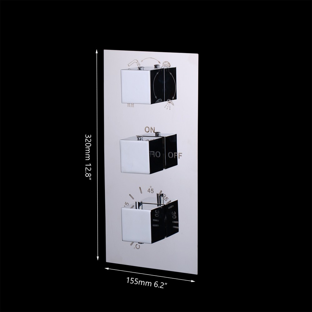 3-way Chrome Thermostatic 3 Handles Mixer Control Panel Brass Shower Diverter