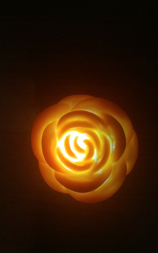 LED Tea Light Flameless 2" Yellow Rose 2pc set Changes Colors