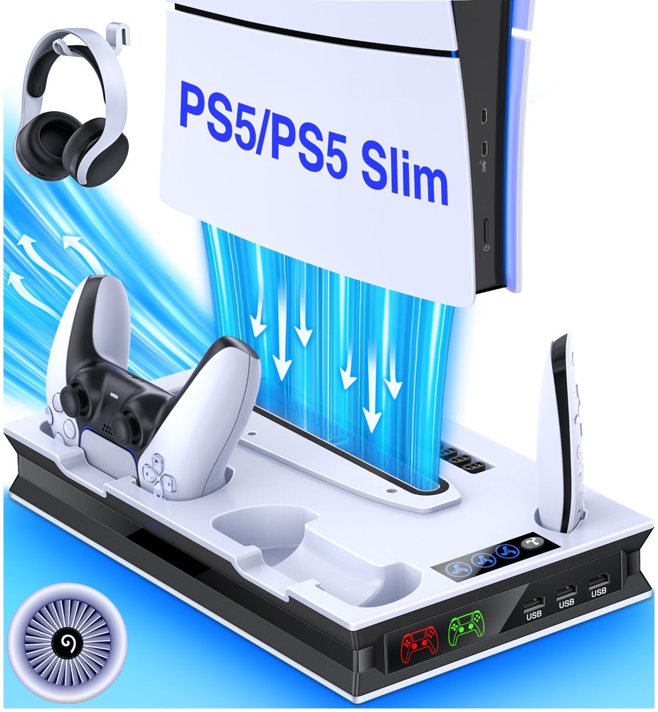 For PS5 Pro/Slim/PS5 Stand Cooling Station Controller PS5 Charging Dock Station