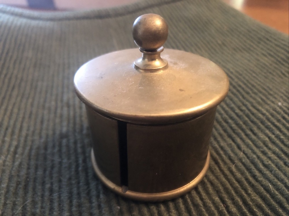 Vintage Gatco Solid Brass Stamp Dispenser Trinket Box Pristine Condition