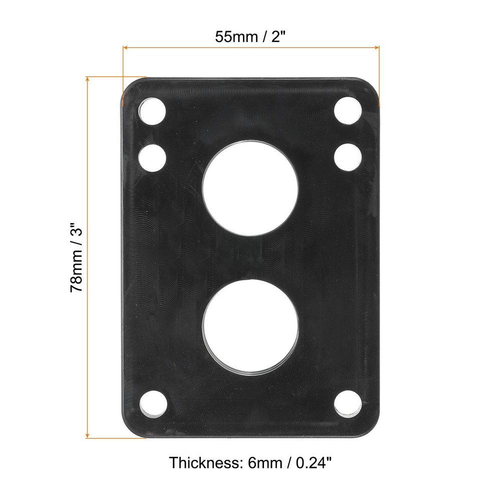 1/4" Skateboard Riser Pads, 2pcs 3x2" Skateboard Angled Wedge Pads, Black