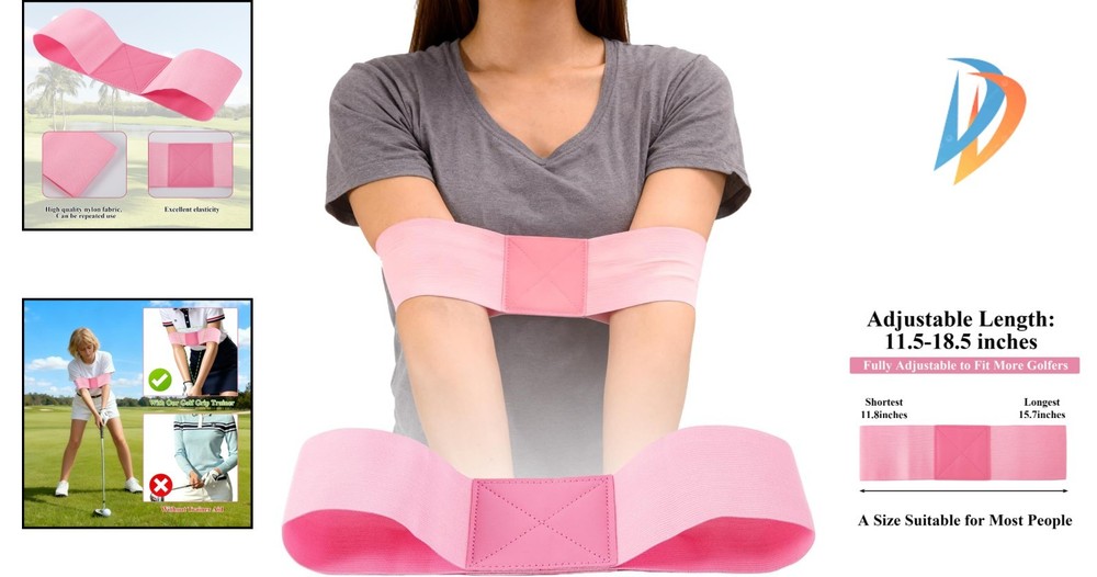 Pink Nylon Golf Swing Training Aid - Elastic Arm Band for Enhanced Technique