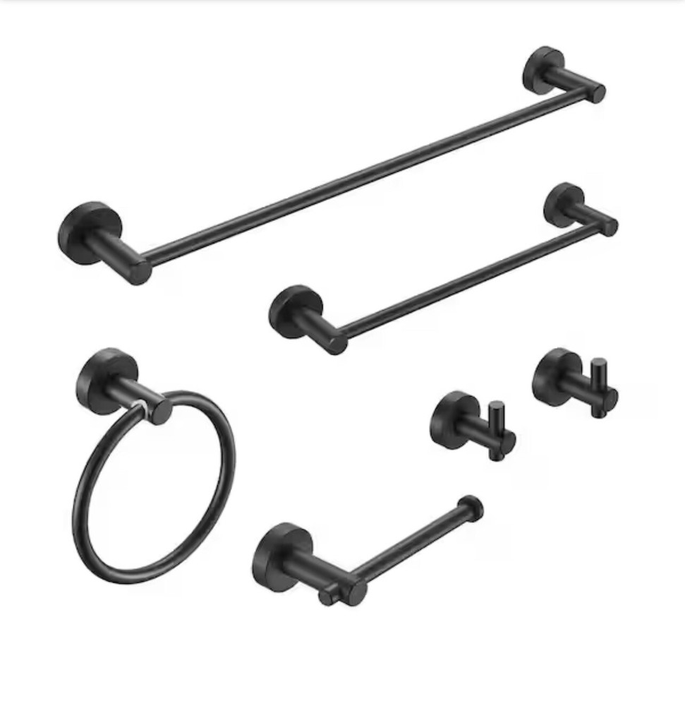 Modern 6-Piece Bath Hardware Set Black Brand New