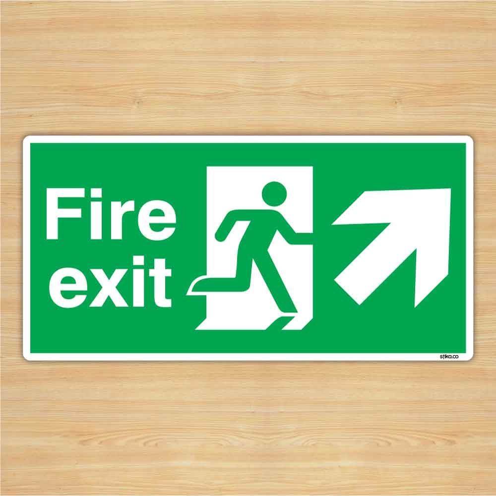 Fire Exit Direction Sign Safety Sticker (30x15cm) by stika.co