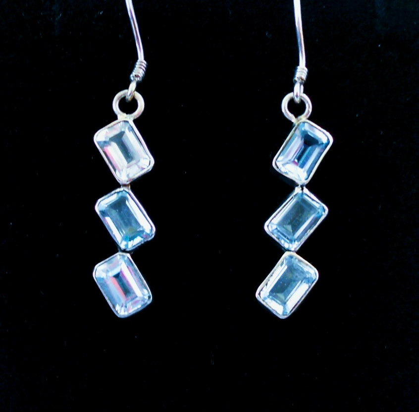 Handmade Sterling Silver Blue Topaz Earrings