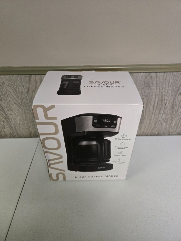 12-Cup Programmable Coffee Maker Ac-Powered Brewing Machine, Black