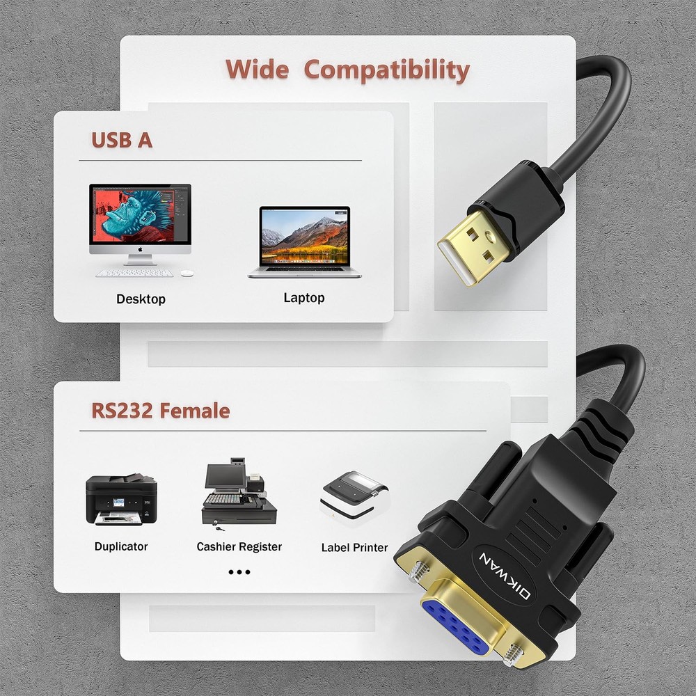 USB To RS232 Serial DB9 Adapter Cable
