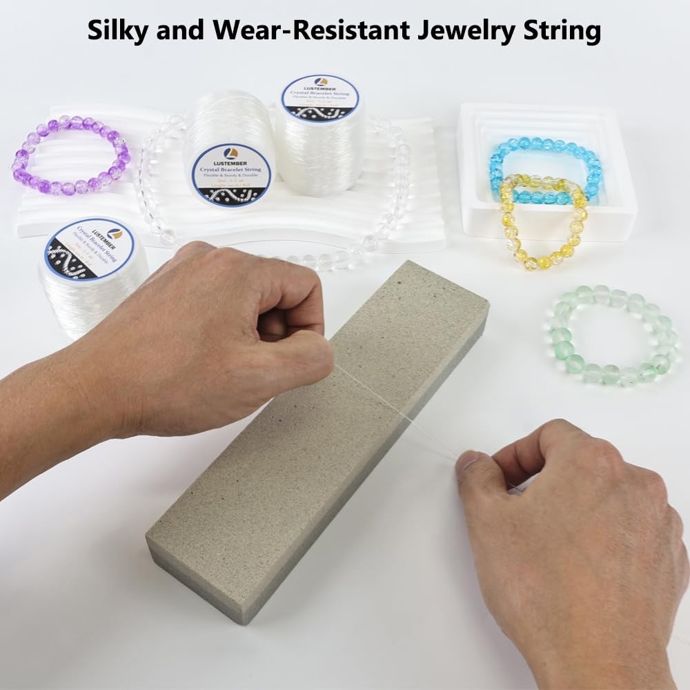 0.8 mm Stretchy Bracelet String, 3 Rolls Durable Elastic String, Clear Bead C...