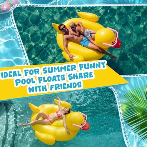 74 L x 57" W Giant Inflatable Ducky Pool Float Huge Inflatable Duck Float