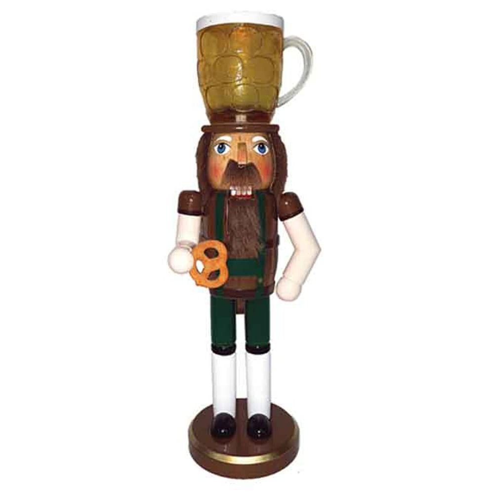 Santa's Workshop Holiday Home Decor 14" Beer and Pretzel Nutcracker