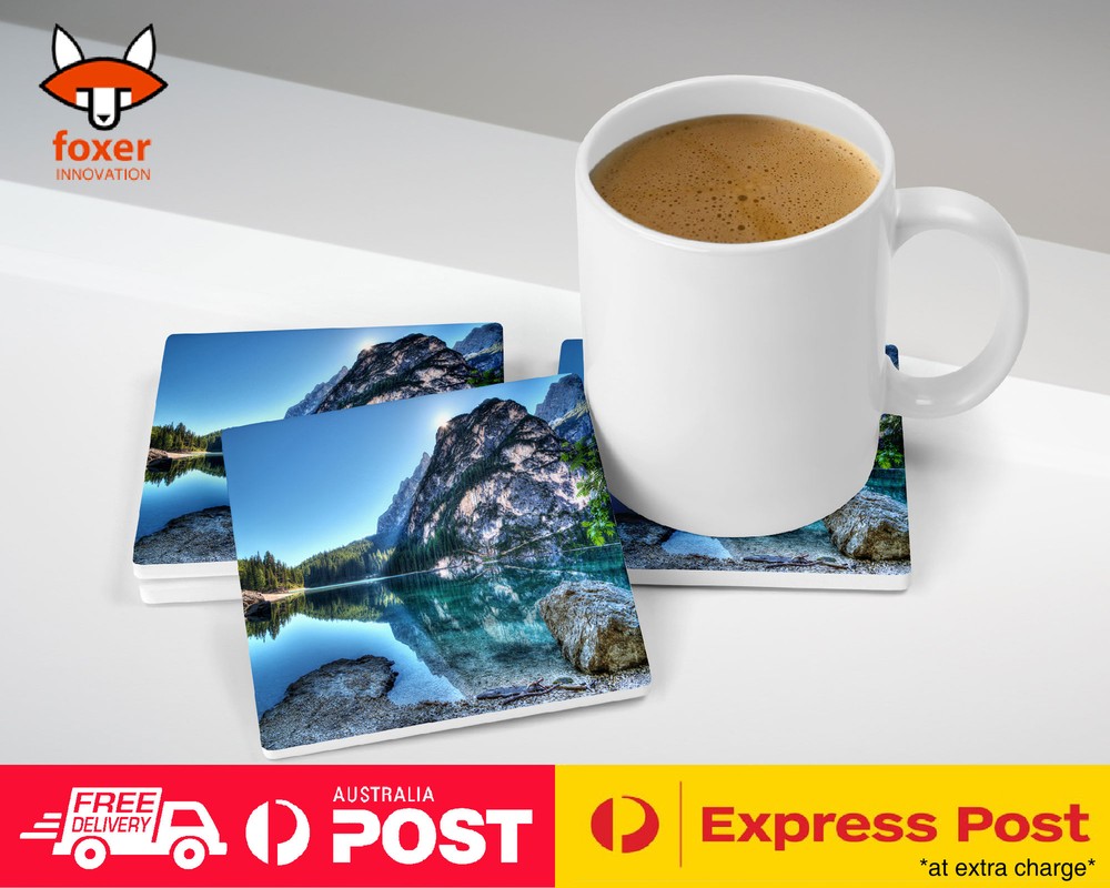 COASTER COFFEE DRINKING MAT|ROCKY CLIFFS BY THE LAKE
